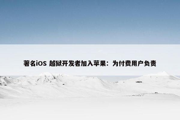 著名iOS 越狱开发者加入苹果：为付费用户负责