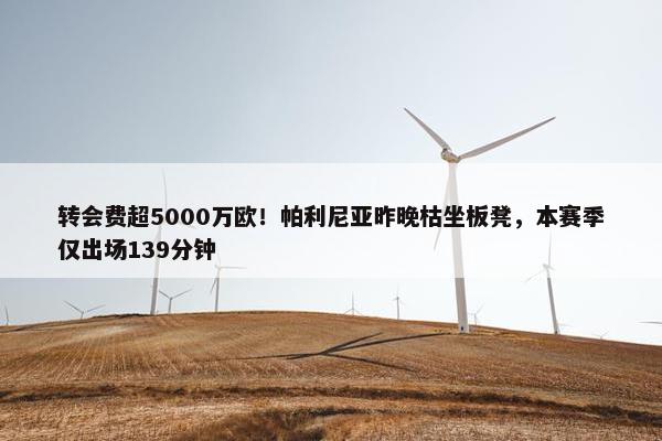 转会费超5000万欧！帕利尼亚昨晚枯坐板凳，本赛季仅出场139分钟