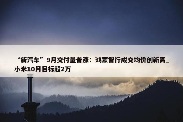 “新汽车”9月交付量普涨：鸿蒙智行成交均价创新高_小米10月目标超2万